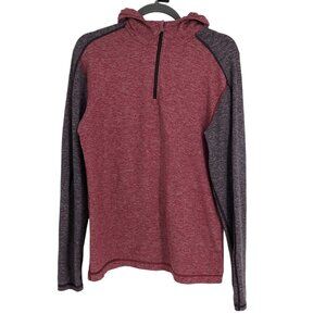 Lululemon Burgundy & grey Heathered 1/3 Zip Lightweight Hoodie size Medium